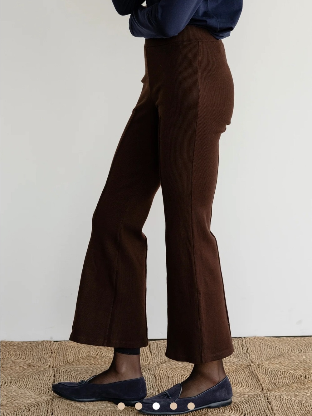 DONNI. Ribbed Boot-Cut Flare Pants — Brown - Picture 2 of 12